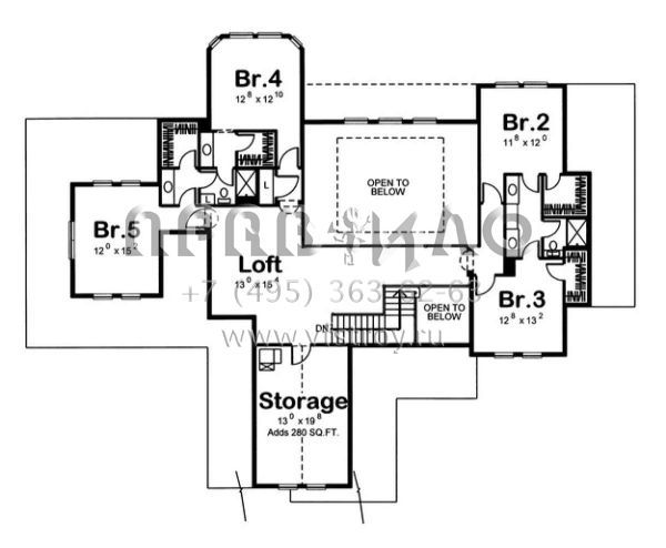 Проект двухэтажного дома с гаражом на три и более машин в английском стиле S5-348 (963-00008)