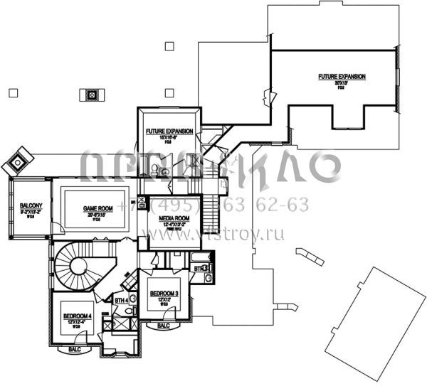 Проект двухэтажного дома с гаражом на три и более машин в стиле Ранчо S5-434 (5445-00272)