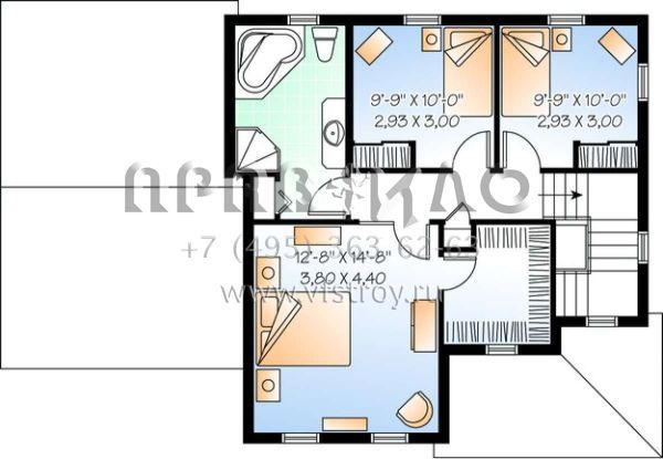 Проект двухэтажного дома с гаражом на одну машину в стиле Ранчо S5-138 (034-00843)
