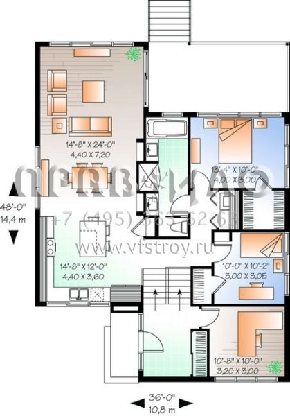 Проект одноэтажного дома без гаража в современном стиле S5-127 (034-00221)