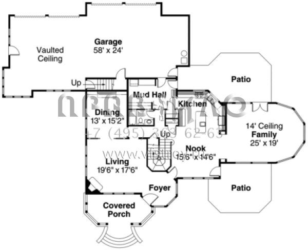 Проект двухэтажного дома с гаражом на три и более машин в английском стиле S5-321 (035-00292)