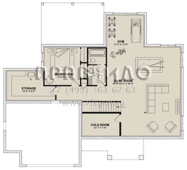Проект двухэтажного дома с гаражом на две машины в американском стиле S5-381 (034-01353)