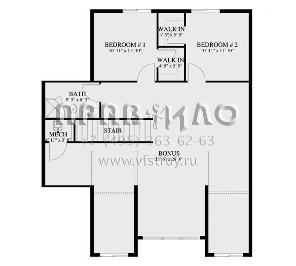 Проект двухэтажного дома с гаражом на три и более машин в стиле Ранчо S5-369 (2802-00147)