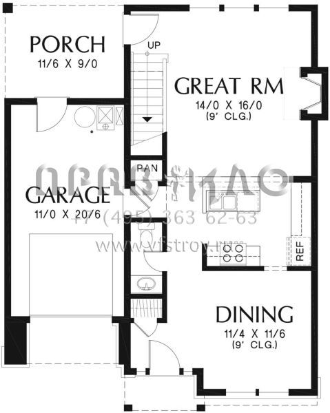Проект двухэтажного дома с гаражом на одну машину в американском стиле S5-157 (2559-00747)