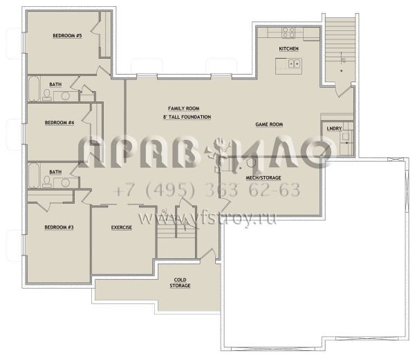 Проект одноэтажного дома с гаражом на три и более машин в американском стиле S5-233 (8768-00131)