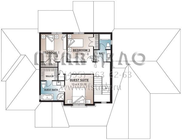 Проект двухэтажного дома с гаражом на три и более машин в английском стиле S5-261 (034-00790)