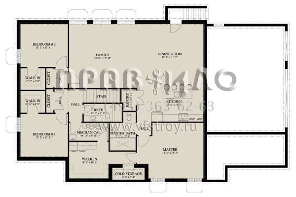 Проект двухэтажного дома с гаражом на три и более машин в стиле Ранчо S5-369 (2802-00147)