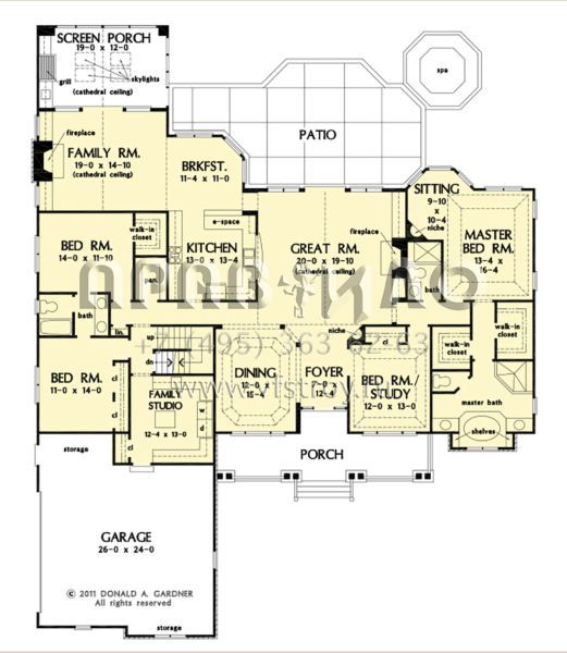 Проект одноэтажного дома с гаражом на две машины в стиле Ранчо S5-292 (2865-00245)