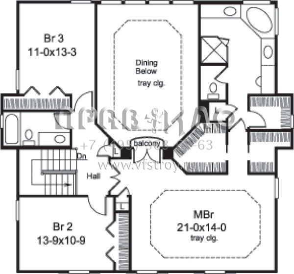 Проект двухэтажного дома с гаражом на три и более машин в стиле Ранчо S5-263 (5633-00151)