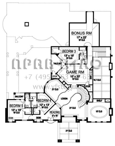 Проект двухэтажного дома с гаражом на три и более машин в современном стиле S5-551 (5445-00221)