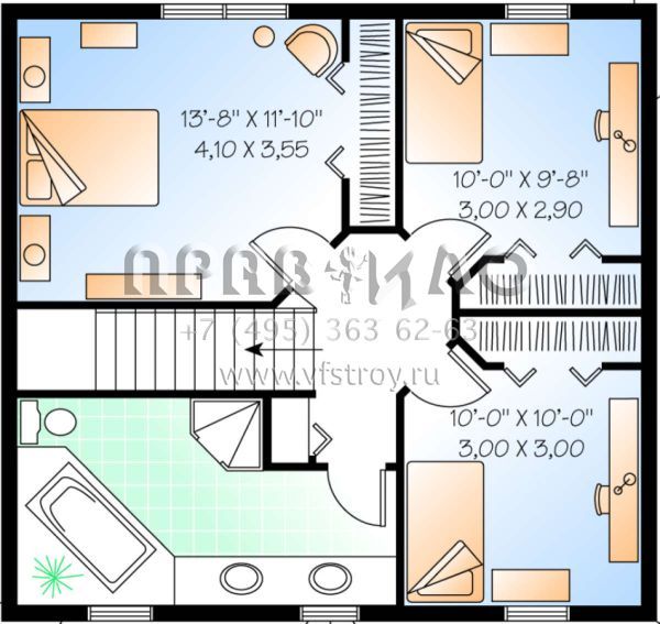 Проект двухэтажного дома без гаража в стиле Ранчо S5-134 (034-00123)