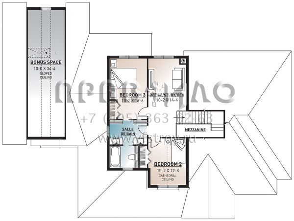 Проект двухэтажного дома с гаражом на три и более машин в стиле Ранчо S5-237 (034-00025)