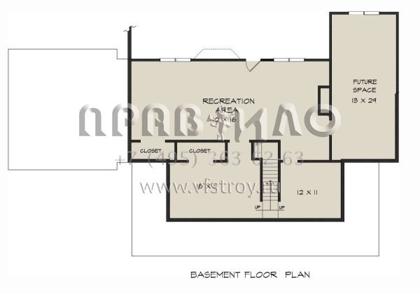 Проект двухэтажного дома с гаражом на две машины в стиле Ранчо S5-205 (6082-00095)