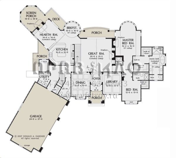 Проект одноэтажного дома с гаражом на три и более машин в английском стиле S5-413 (2865-00207)