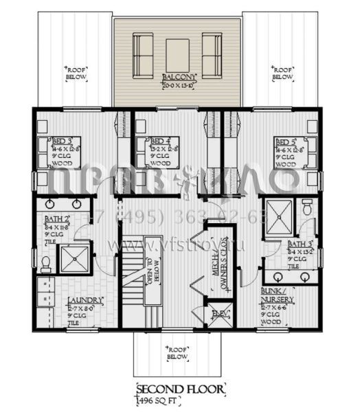 Проект трехэтажного дома без гаража в стиле Ранчо S5-350 (1637-00155)