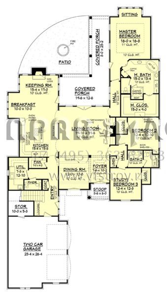 Проект двухэтажного дома с гаражом на две машины в стиле Ранчо S5-361 (041-00111)