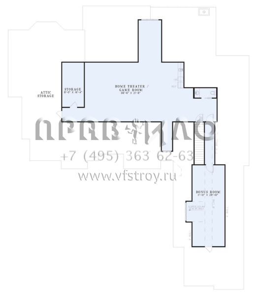Проект двухэтажного дома с гаражом на три и более машин в стиле Ранчо S5-383 (110-00748)