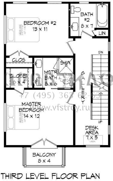 Проект трехэтажного дома с гаражом на одну машину в современном стиле S5-135 (940-00096)