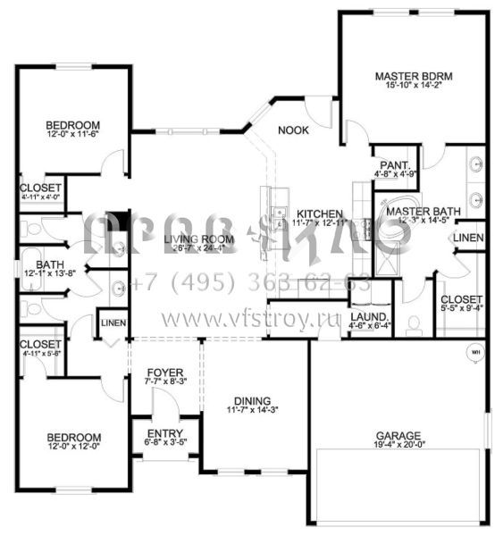 Проект одноэтажного дома с гаражом на две машины в американском стиле S5-192 (9940-00011)