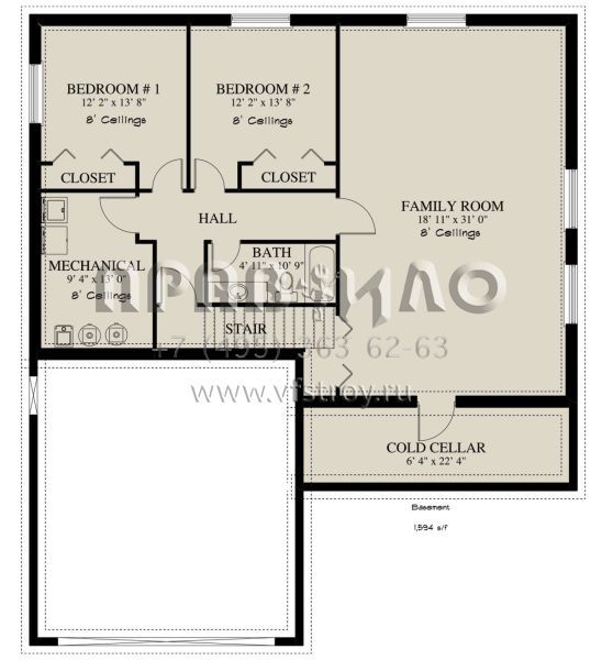 Проект одноэтажного дома с гаражом на две машины в стиле Ранчо S5-136 (2802-00250)