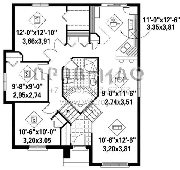 Проект одноэтажного дома без гаража в стиле Ранчо S5-102 (6146-00271)
