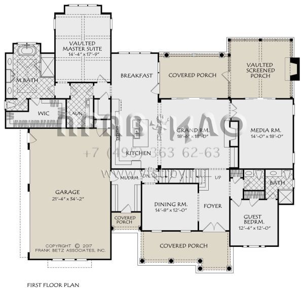 Проект двухэтажного дома с гаражом на три и более машин в стиле Ранчо S5-344 (8594-00011)