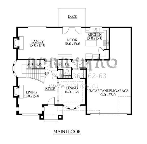 Проект двухэтажного дома с гаражом на три и более машин в английском стиле S5-315 (341-00207)
