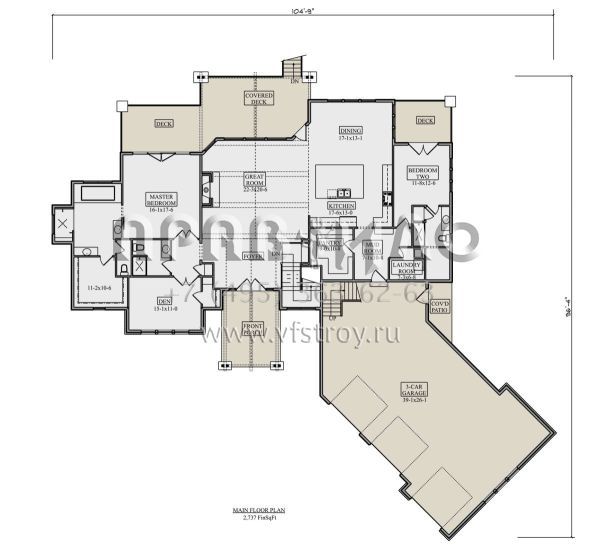 Проект двухэтажного дома с гаражом на три и более машин в американском стиле S5-319 (5631-00247)