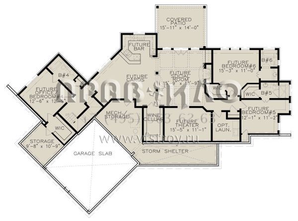 Проект одноэтажного дома с гаражом на две машины в американском стиле S5-233 (699-00254)
