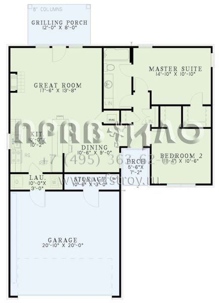 Проект одноэтажного дома с гаражом на две машины в стиле Ранчо S5-92 (110-00521)