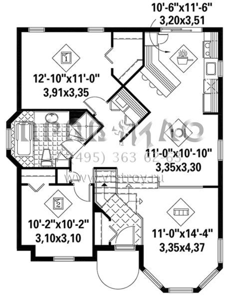 Проект одноэтажного дома без гаража в английском стиле S5-96 (6146-00284)