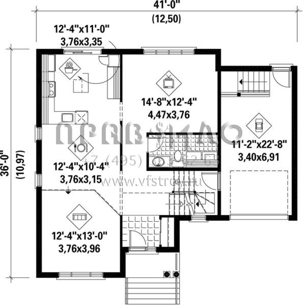 Проект двухэтажного дома с гаражом на одну машину в английском стиле S5-175 (6146-00102)