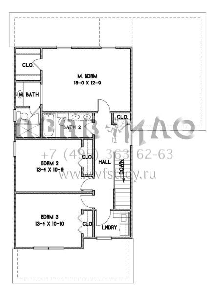 Проект двухэтажного дома с гаражом на одну машину в стиле Ранчо S5-183 (4351-00001)