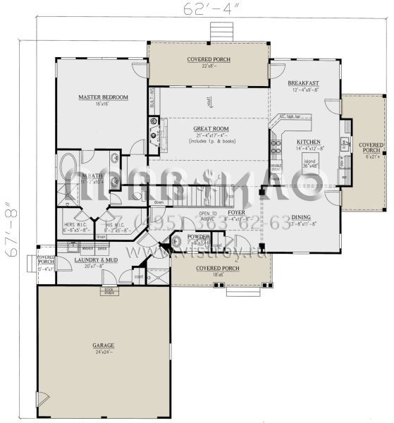 Проект двухэтажного дома с гаражом на две машины в стиле Ранчо S5-258 (286-00095)