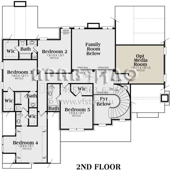 Проект двухэтажного дома с гаражом на три и более машин в стиле Ранчо S5-385 (009-00090)