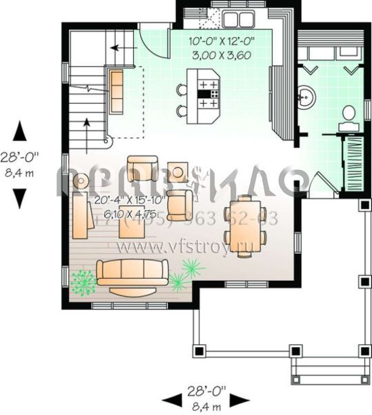 Проект двухэтажного дома без гаража в английском стиле S5-123 (034-00769)