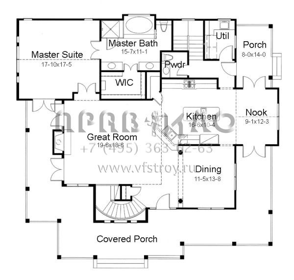 Проект двухэтажного дома без гаража в стиле Ранчо S5-236 (9401-00019)