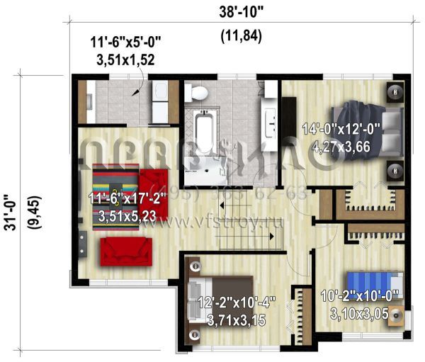 Проект двухэтажного дома с гаражом на одну машину в современном стиле S5-171 (6146-00526)
