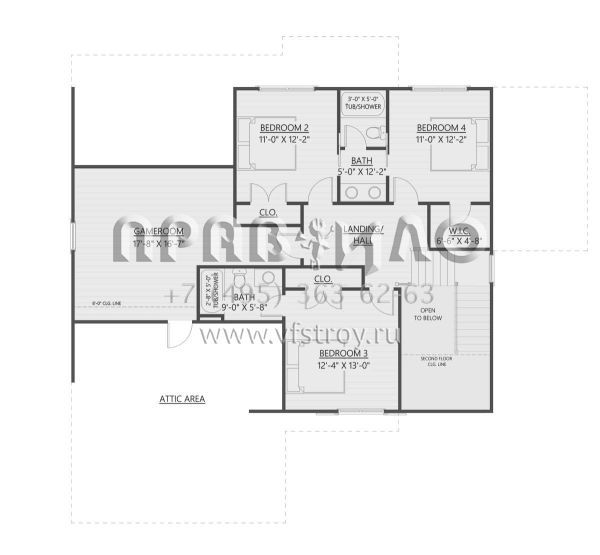 Проект двухэтажного дома с гаражом на две машины в стиле Ранчо S5-263 (8687-00003)