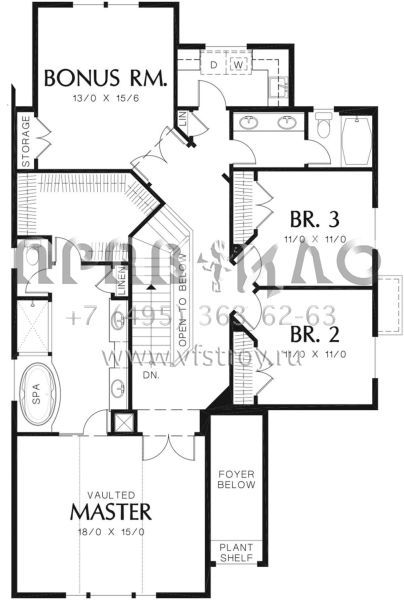 Проект двухэтажного дома с гаражом на три и более машин в стиле Ранчо S5-235 (2559-00353)