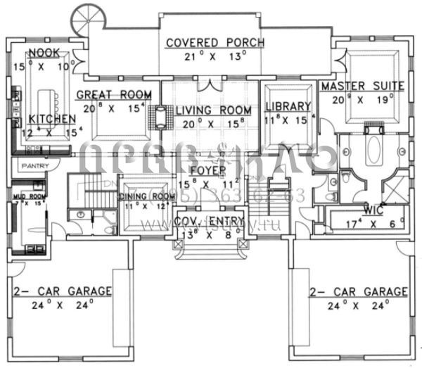 Проект одноэтажного дома с гаражом на три и более машин в современном стиле S5-580 (039-00184)