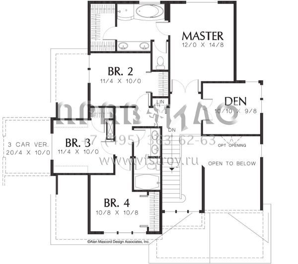 Проект двухэтажного дома с гаражом на две машины в стиле Ранчо S5-202 (2559-00427)