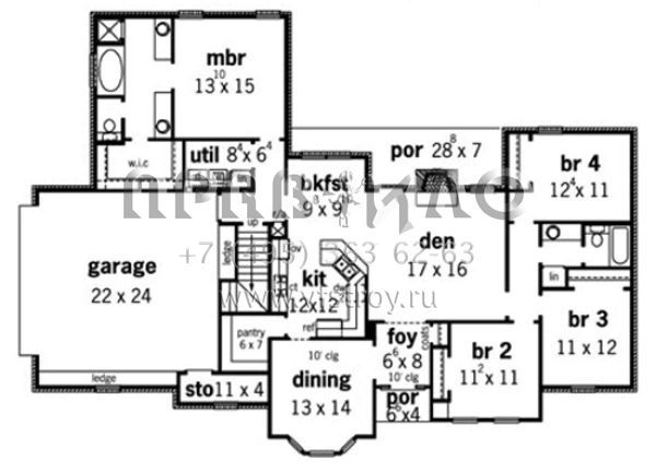 Проект одноэтажного дома с гаражом на две машины в английском стиле S5-184 (9035-00227)