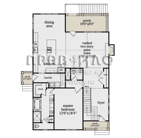 Проект двухэтажного дома без гаража в стиле Ранчо S5-212 (957-00075)