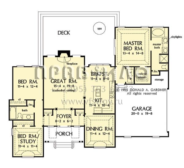 Проект одноэтажного дома с гаражом на две машины в классическом стиле S5-154 (2865-00279)
