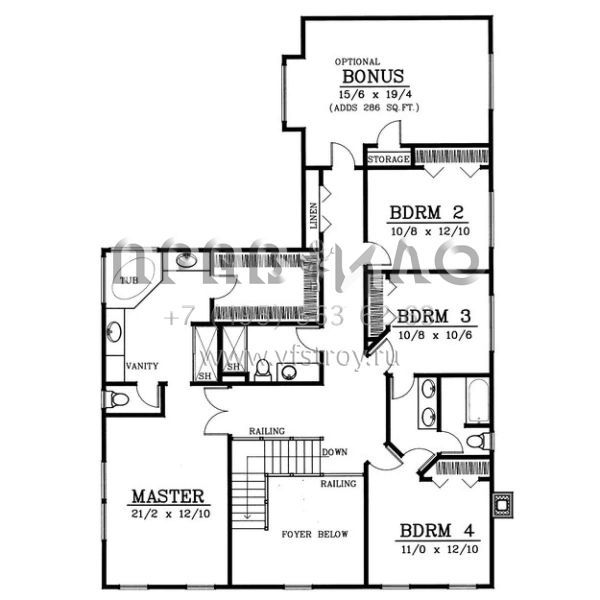Проект двухэтажного дома с гаражом на три и более машин в стиле Ранчо S5-317 (692-00184)