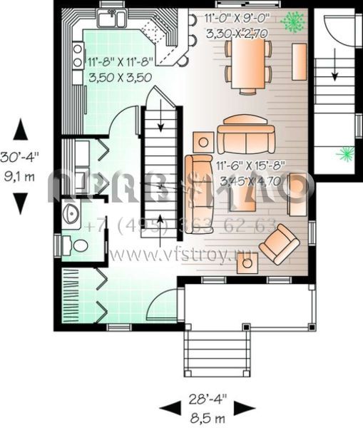 Проект двухэтажного дома без гаража в стиле Ранчо S5-179 (034-00472)