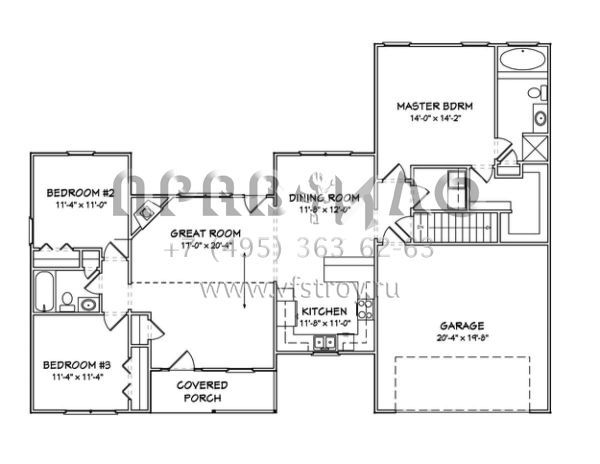Проект одноэтажного дома с гаражом на две машины в стиле Ранчо S5-143 (849-00077)