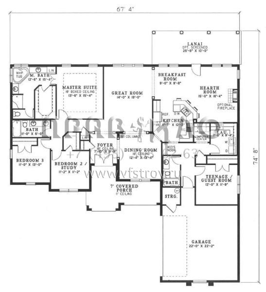 Проект одноэтажного дома с гаражом на две машины в современном стиле S5-232 (110-00413)