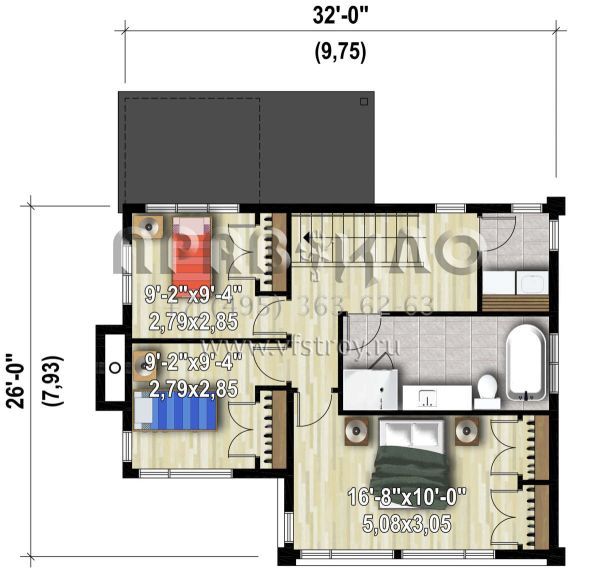 Проект двухэтажного дома без гаража в современном стиле S5-137 (6146-00549)
